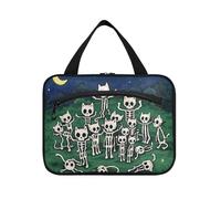 EtherSpher Spaventoso Skeleton Cat appeso borsa da toilette per gli uomini che viaggiano con gancio, designer essenziale kit rasatura per viaggiatore viaggiatore viaggiando cartera para maquillaje L