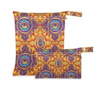EtherSpher Splendida borsa a prova di disordine retrò con piume di pavone per costume da bagno, confezione da 2 elementi essenziali da viaggio per bambini con manici per il bagno, asilo nido