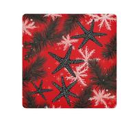 EtherSpher Stella marina nera alberi di pino rosso Merry Christmas Cosmetic Bag Camera Lens Panno autoadesivo Gioielli Organizer Wrap 21.7 X 21.7 Wrapper Trucco Per Le Donne, Stella marina nera Pino