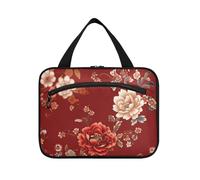 EtherSpher Stile cinese motivo floreale rosso appeso oggetto personale borsa da viaggio con gancio, designer borsa da toilette impermeabile appeso per il viaggio deve lavorare estuche para maquillaje