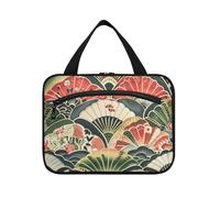 EtherSpher Stile giapponese con motivo a ventaglio appeso borse cosmetiche con cerniera con gancio, designer moda trucco borse per viaggiatori campeggio bolso de mano para hombre L, Stile giapponese