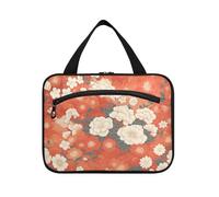 EtherSpher Stile giapponese Fiori arancioni appeso trucco borsa cosmetica da viaggio con gancio, designer espandibile grande capacità borsa per il trucco per le signore zaino in spalla bolso de mano
