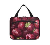 EtherSpher Straberries Borgogna Rosso appeso borsa da toilette da viaggio per le donne con gancio, designer borse cosmetiche unisex per gli elementi essenziali per le donne zaino in spalla porta