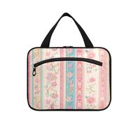 EtherSpher Stripe Peach Gold appeso borse da toilette per gli uomini con gancio, designer lavabile borsa medicina per crociera viaggio bagno porta cosmeticos mujer para cartera L, striscia pesca oro