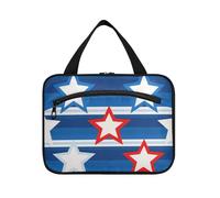 EtherSpher Stripe Stars 4 luglio Independence Day borsa da toilette da appendere per le donne con gancio, borsa multifunzionale di design per il trucco per il viaggio essenziale vacanza estuche para
