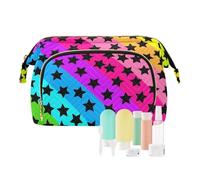 EtherSpher Strisce colorate nere borse da toilette impermeabili borsa da toilette per le donne borsa da viaggio per accessori da viaggio, strisce colorate stelle nere, 1 size