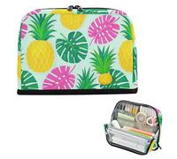 EtherSpher Summer Ananas Palm Leaf Blue Pencil Box Grande Capacità Penna Caso Cosmetico Zip Organizer Box per Preppy High School Supplies lapicera para ninas