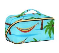 EtherSpher Summer Blue Coconut Tree Amaca Progettato Toiletry Bag con divisori Impermeabile Grande Capacità Viaggio Cosmetic Bag Verticale Free-Standing