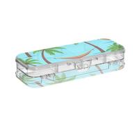 EtherSpher Summer Blue Coconut Tree Hammock Progettato Clear Pencil Box Double Deck Penne Scatole per forniture di cancelleria con coperchio a scatto