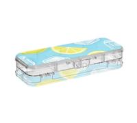 EtherSpher Summer Blue Ice Lemon Progettato Plastica Matita Box Trasparente Double Deck Pencil Container Per Bambini Con Snap E Coperchio