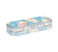 EtherSpher Summer Drink Cool Ice Blue Progettato Plastica Matita Box 2 Layer Pen Storage Contenitori Per Forniture di Cancelleria Con Coperchio A Scatto