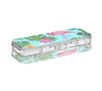 EtherSpher Summer Flamingos Palm Leaf Blue Designed Clear Pencil Box Double Deck Penne Scatole per bambini con coperchio