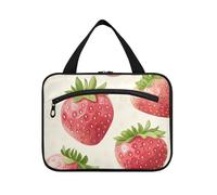 EtherSpher Summer Fresh Strawberries appeso kit da viaggio con gancio, designer Essentials borsa cosmetica impermeabile per le donne deve crociere estuche para guardar maquillaje L, fragole fresche
