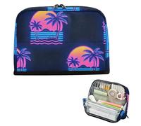 EtherSpher Summer Neon Coconut Tree Tramonto matita poueses Grande Capacità Cosmetici Bag Zip Storage Organizer per Teen Kindergarten cartucheras para adolescenti