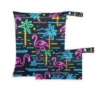 EtherSpher Summer Neon Flamingo Coconut Tree borse da bagno impermeabili 2 Pack viaggio essenziale per bambini con maniglie per il bagno, viaggio