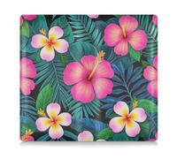 EtherSpher Summer Plumeria - Custodia a portafoglio per auto, in pelle di alta qualità, con ibisco e foglia di palma, con porta carte d'identità, patente di guida, chiavi di contatto
