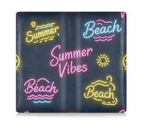 EtherSpher Sun Neon Summer Vibes Beach Pu Leather Car Registration and Insurance Holder Vehicle Glove Box per carte, documenti essenziali, patente di guida veicolo documenti
