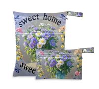 EtherSpher Sweet Home - Borsa a prova di disordine con motivo floreale primaverile viola, confezione da 2 pezzi essenziali da viaggio per bambino con manici per fare il bagno, yoga