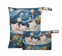 EtherSpher Sweet Selkirk Rex Cats Retro Vasca da bagno riutilizzabile Wet Dry Bag 2 Pack essenziale da viaggio per bambino con manici per il bagno e la piscina