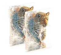 EtherSpher Taccuino 3D Tigers formato A5 a righe larghe 21,1 x 14,5 cm, robusto materiale scolastico per università, 60 fogli per scuola e ufficio, confezione da 2