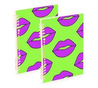 EtherSpher Taccuino a spirale arancione formato A5 fluorescente verde Lip Graffiti 8.3 "x 5.7", quaderno a spirale a righe larghe 60 fogli per lavoro e classe