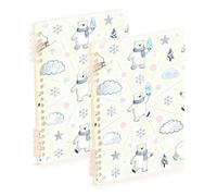 EtherSpher Taccuino a spirale blu formato A5 orso polare largo 21,1 x 14,5 cm, resistente all'usura college a righe quaderno a spirale 60 fogli per planner e business