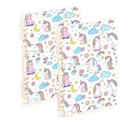 EtherSpher Taccuino a spirale formato A5 con unicorni bianchi carini e cartoni animati universitari 21,1 x 14,5 cm, quaderni a spirale resistenti all'usura a righe larghe 60 fogli per planner e affari