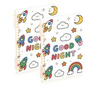 EtherSpher Taccuino a spirale formato A5 Good Night Cartoon colorato a spirale 21,1 x 14,5 cm, rilegatura a spirale, 60 fogli per viaggi e scrittura, confezione da 2