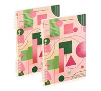 EtherSpher Taccuino formato A5 arte moderna forme astratte rosa verde soggetto notebook 21,1 x 14,5 cm, quaderni a spirale rilegati a spirale a righe larghe 60 fogli per viaggi e scrittura