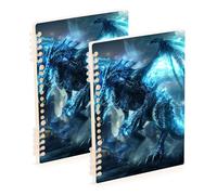 EtherSpher Taccuino formato A5 Blue Flash Technology Dragon Warrior 21,1 x 14,5 cm, materiale scolastico rilegato a spirale per università, 60 fogli per scuola e ufficio, confezione da 2