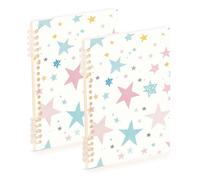 EtherSpher Taccuino formato A5 colorato con stelle dei cartoni animati 21,1 x 14,5 cm, resistente all'usura, a righe larghe, 60 fogli per viaggi e scrittura, confezione da 2