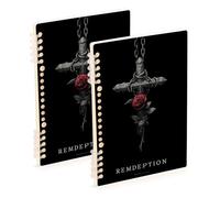 EtherSpher Taccuino formato A5 Gothic Crossing Rose Black 21,1 x 14,5 cm, resistente all'usura, quaderno a spirale singolo soggetto 60 fogli per scuola e ufficio, confezione da 2