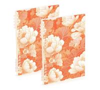 EtherSpher Taccuino formato A5 stile cinese floreale pesca oro soggetto quaderni 21,1 x 14,5 cm, quaderni a spirale resistenti all'usura a righe larghe 60 fogli per diario e lista delle cose da fare