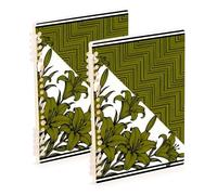 EtherSpher Taccuino formato A5 Trendy Olive Green Flower Wave composizione notebook 21,1 x 14,5 cm, resistente all'usura college a righe quaderno a spirale 60 fogli per scuola e ufficio confezione da