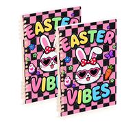 EtherSpher Taccuino formato A5 uovo di Pasqua coniglio a righe larghe 21,1 x 14,5 cm, resistente all'usura singolo soggetto a spirale notebook 60 fogli per diario e lista delle cose da fare confezione