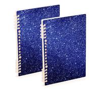 EtherSpher Taccuino glitterato blu stellato formato A5 per la scuola 21,1 x 14,5 cm, resistente all'usura soggetto a spirale college 60 fogli per diario e lista delle cose da fare confezione da 2