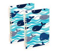 EtherSpher Taccuino universitario con balene oceaniche in formato A5, 21,1 x 14,5 cm, materiale scolastico resistente all'usura per il college, 60 fogli per diario e lista delle cose da fare