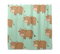 EtherSpher Tende da doccia in tessuto decorativo verde mucca cartone animato set con gancio in poliestere lavabile in lavatrice grande tenda per bagno principale cortinas para el ba?o 183 x 183 cm