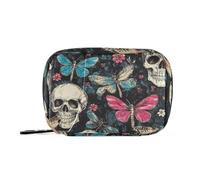 EtherSpher Teschi Retro Fiori Farfalla Borsa di pronto soccorso con scomparti staccabili Custodia da viaggio portatile per farmaci per borsa