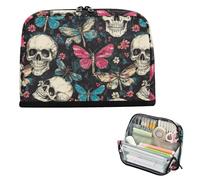 EtherSpher Teschi Retro Fiori Farfalla Matita Sacchetto di Grande Capacità Penna Bag Ad Alta Capacità Cancelleria Organizzatore per Adolescenti College estuche de lápices para ninos