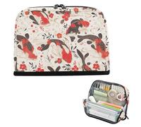 EtherSpher Tradizionale carpa giapponese nero e rosso armatura matita astuccio grande capacità portapenne con cerniera astuccio portamatite per ragazze adolescenti asilo cartucheras escolares para