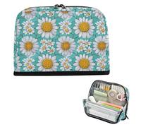 EtherSpher Trendy Daisy Floreale Bianco Turchese Portamatite Caso Grande Capacità Trucco Sacchetti In Piedi Cancelleria Bag per Bambini Elementare estuche para colores