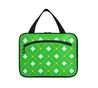 EtherSpher Trendy Lemon Green Checkered Plaid Buffalo Oro appeso borse trucco per le donne con gancio, designer moda snack bag per le donne deve hotel bolso de para mujer L, Alla moda verde limone a