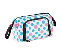 EtherSpher Trendy Polka Dot Peach Blue Pencil Case Grande Capacità Storage Bag con Slot per Bambini College todo para oficina