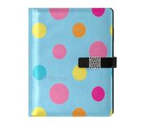 EtherSpher Trendy Polka Dot Pesca Blu Giallo Pelle Foderato Notebook Righe Notebook Portatile College Regola per Lavorare 6.7x9.2