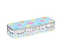 EtherSpher Trendy Polka Dot Pesca Blu Giallo Progettato Trasparente Matita Scatola di Plastica Doppia Deck Penne Custodia rigida per forniture artistiche con coperchio