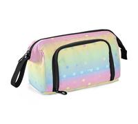 EtherSpher Trendy Polka Dot Rainbow Peach Blue Pencil Pouch Grande Capacità Organizzato Astuccio con Cerniera per Infermiere Preppy Forniture scolastiche estuche para lapiz