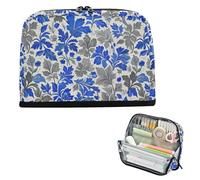 EtherSpher Trendy Retro Floreale Grigio Blu Ranuncolo Patata Dolce Modello Matita Sacchetto di Grande Capacità Penna Cosmetici Con Cerniera Cancelleria Penna Borsa per Bambini Preppy Scuola estuche