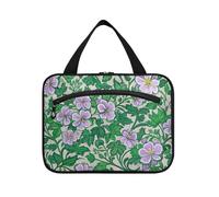 EtherSpher Trendy Vintage Flower Verde Viola appeso viaggio borsa da toilette appeso con gancio, designer chic borsa trucco grande capacità per viaggiare donne campeggio estuche para guardar