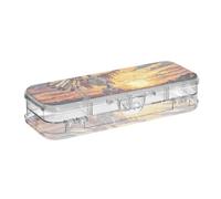 EtherSpher Tribal Dancing Human Skeleton Oilpainting progettato plastica matita scatola 2 strati di stoccaggio penne caso per la scuola con coperchio a scatto